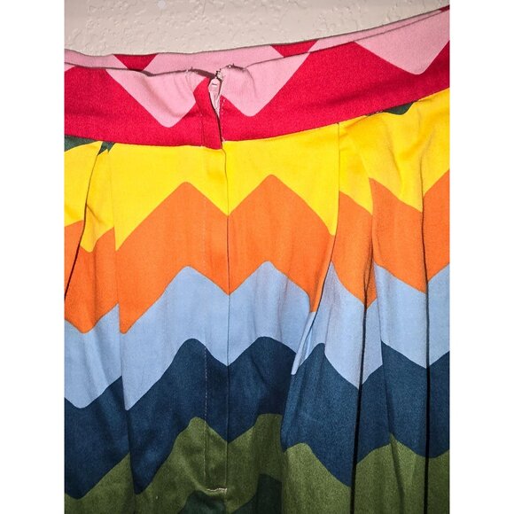 ModCloth Collectif Women's Chevron Print Skirt UK 12 US 8 Rainbow Stripe - Picture 3 of 4
